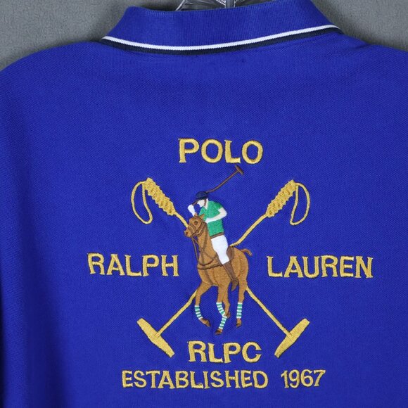 Polo Ralph Lauren Shirt Mens XXL Blue Equestrian Crest Heritage Big Pony Pique - Picture 1 of 11